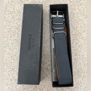 Shinola Navy Blue Leather Watch Strap